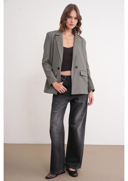 4516 Kadın Bezayağı Blazer Ceket Haki modelleri