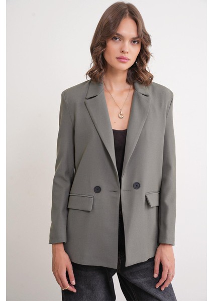 4516 Kadın Bezayağı Blazer Ceket Haki indirimleri