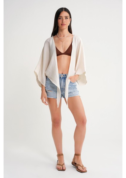 4723 Kadın Önü Bağlamalı Bolero Bluz Naturel fiyatları