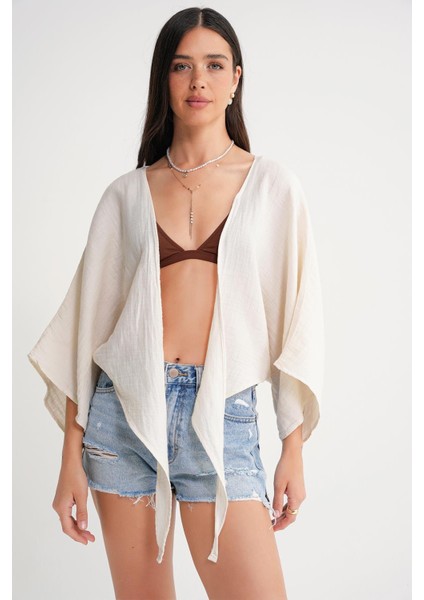 4723 Kadın Önü Bağlamalı Bolero Bluz Naturel modelleri