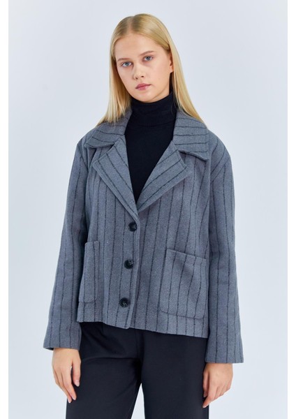4579 Kadın Koldan Katlamalı Ceket Gri fiyatları