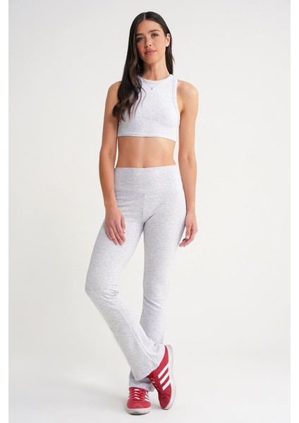 2016 Kadın Yüksek Bel Ispanyol Paça Örme Tayt Gri fırsatları