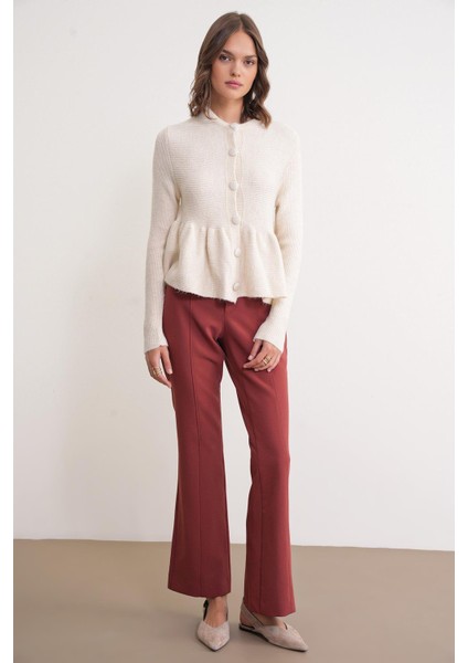 6958 Kadın Triko Peplum Hırka Naturel fiyatları