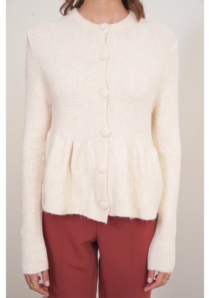 6958 Kadın Triko Peplum Hırka Naturel indirimleri