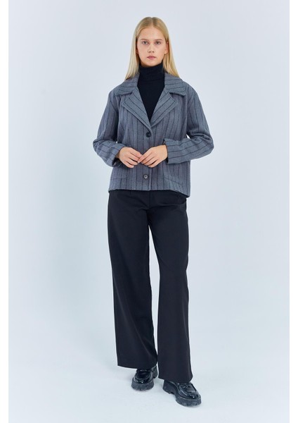 4579 Kadın Koldan Katlamalı Ceket Gri modelleri