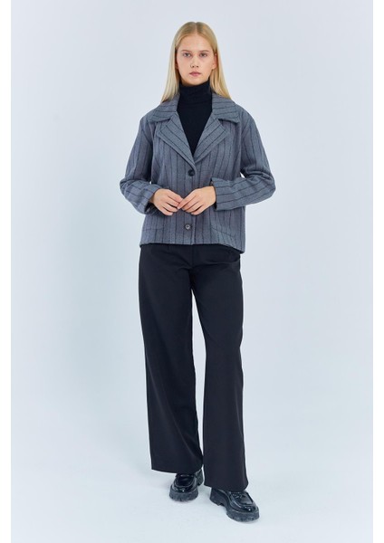 4579 Kadın Koldan Katlamalı Ceket Gri fırsatları