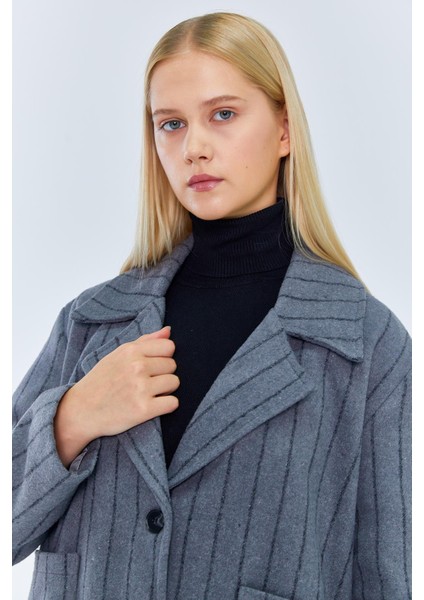 4579 Kadın Koldan Katlamalı Ceket Gri indirimleri