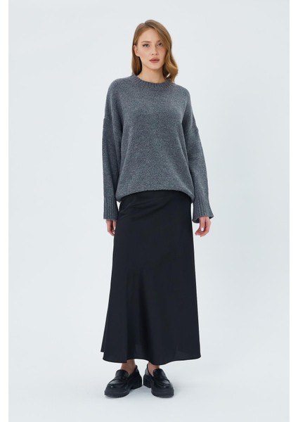 6925 Kadın Geniş Kollu Yumuşak Dokulu Triko Kazak Antrasit fiyatları