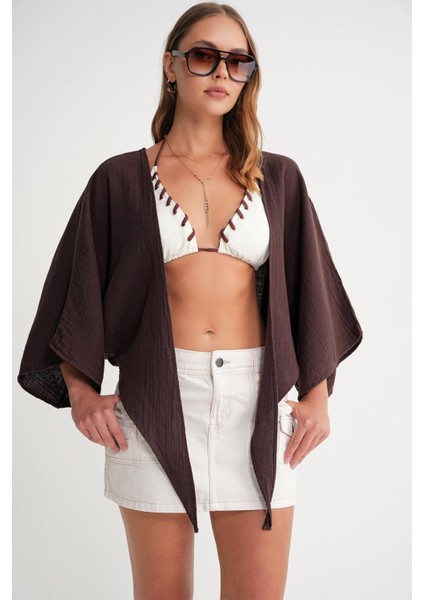 4723 Kadın Önü Bağlamalı Bolero Bluz Kahve fırsatları