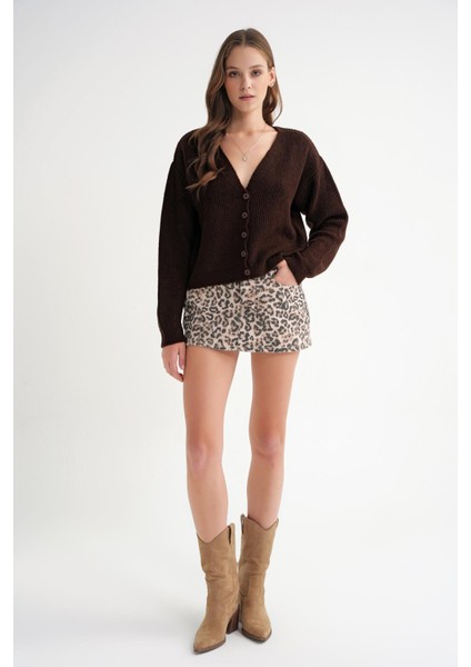 6943 Kadın V Yaka Selanik Hırka Kahve fiyatları