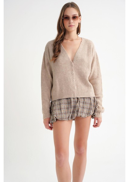 6943 Kadın V Yaka Selanik Hırka Bej fiyatları