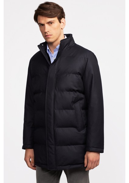 Erkek Lacivert Yün Yakası Çıkartılabilir Kürklü Su Geçirmez Kaban fırsatları