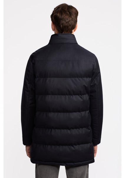 Erkek Lacivert Yün Yakası Çıkartılabilir Kürklü Su Geçirmez Kaban indirimleri