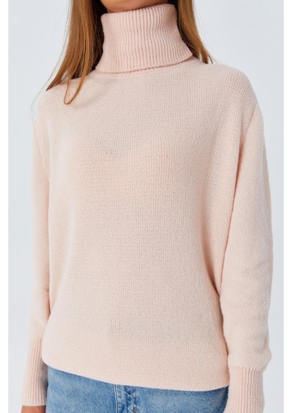 6278 Kadın Sakallı Balıkçı Triko Kazak Pudra fırsatları