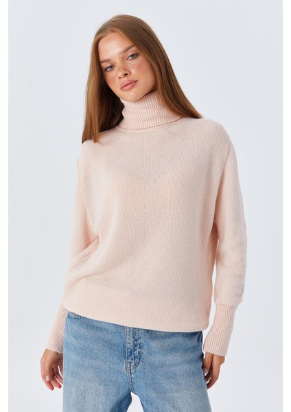 6278 Kadın Sakallı Balıkçı Triko Kazak Pudra indirimleri