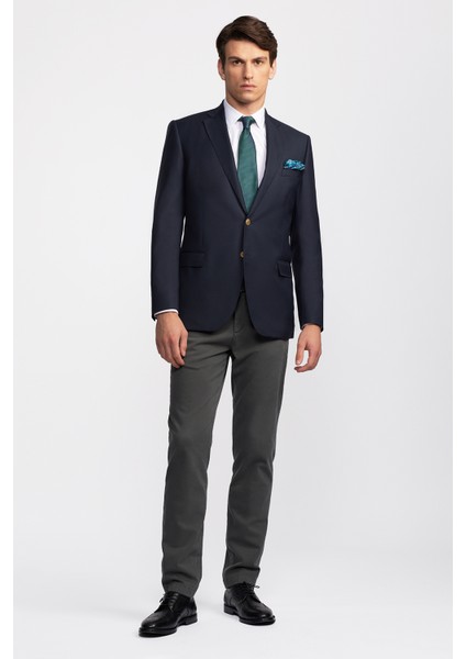 Erkek Lacivert Mono Yaka Yün Delfino Blazer Ceket modelleri