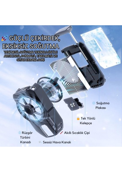 Gösteregeli 7000 Rpm Turbo Fan Işıklı Klipsli Telefon Soğutucu Radyatör Tüm Telefonlara Uyumlu indirimleri