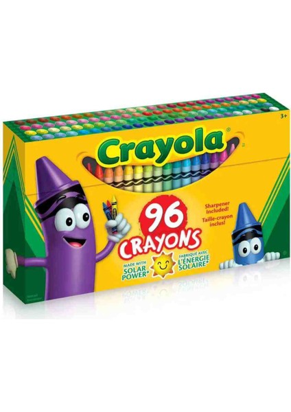 96 Colorful Crayons-Amerikan-Nontoxic-96'lı Renkli Mum Boya Seti-Kalemtıraşlı