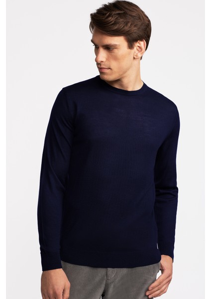 Erkek Lacivert Yün Bisiklet Yaka Kazak modelleri