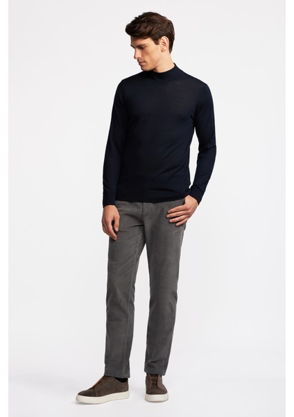 Erkek Lacivert Yün Yarım Balıkçı Yaka Kazak modelleri