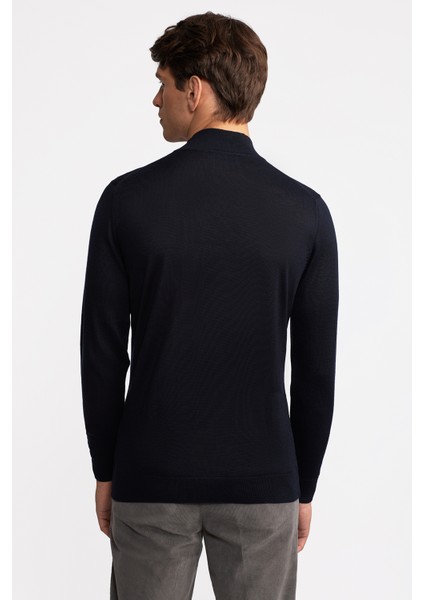 Erkek Lacivert Yün Yarım Balıkçı Yaka Kazak indirimleri