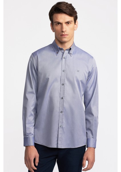 Erkek Lacivert Cooper Fit Düğmeli Yaka Spor Gömlek fırsatları