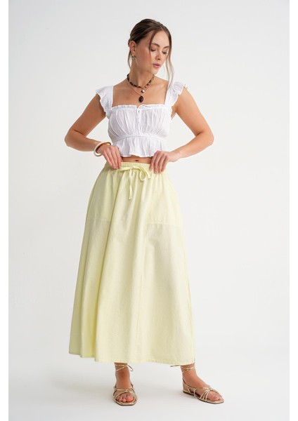 4633 Kadın Yandan Cepli Parçalı Etek Sarı fırsatları