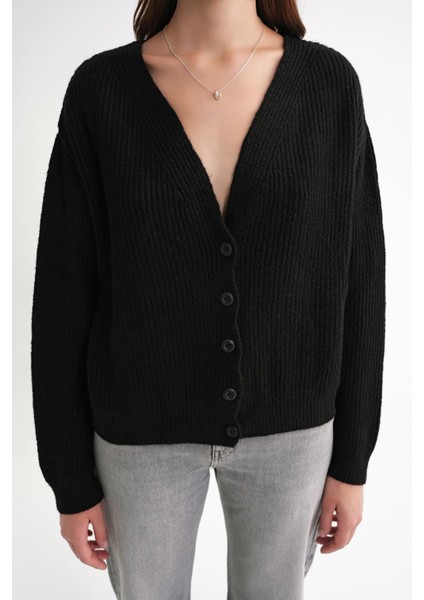 6943 Kadın V Yaka Selanik Hırka Siyah indirimleri