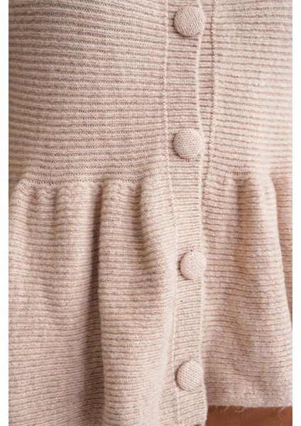 6958 Kadın Triko Peplum Hırka Bej indirimleri