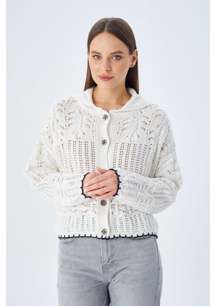 6861 Kadın Ajurlu Etek Ucu Renkli Triko Hırka Taş fırsatları