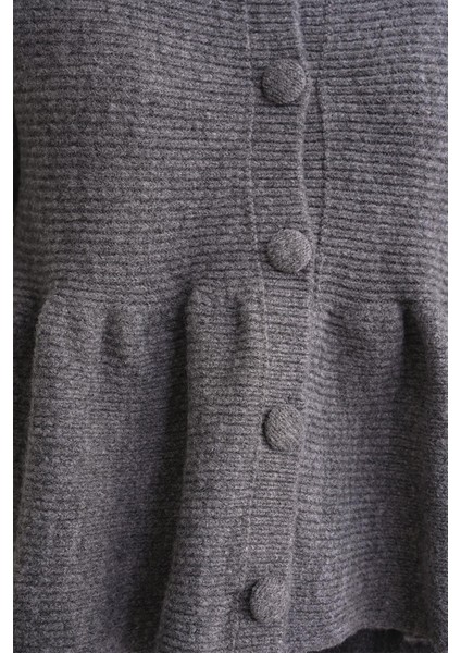 6958 Kadın Triko Peplum Hırka Antrasit indirimleri