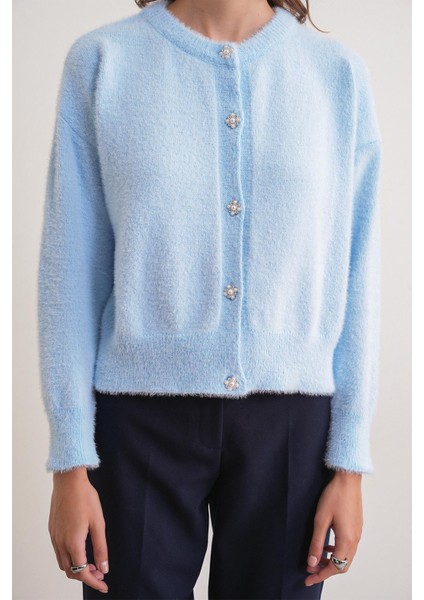 6902 Kadın Sakallı Basic Yumuşak Dokulu Triko Hırka Bebe Mavi fırsatları