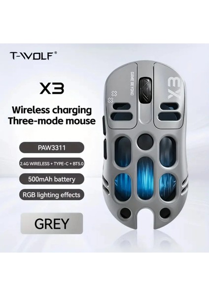 Wolf X3, 1000HZ, 12000DPI, PAW3311 Sensör, Rgb Oyuncu Mouse
