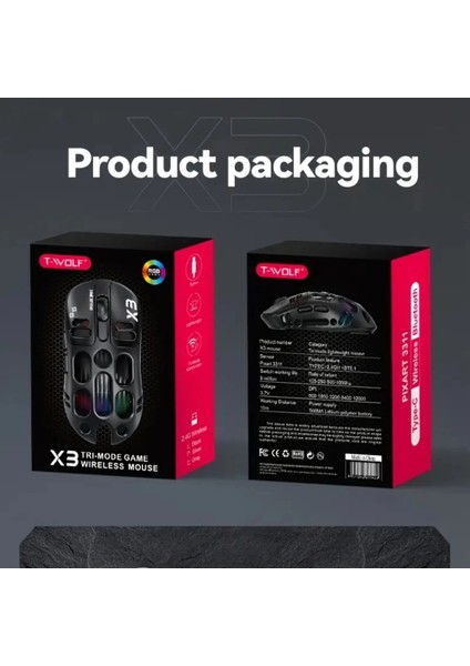Wolf X3, 1000HZ, 12000DPI, PAW3311 Sensör, Rgb Oyuncu Mouse fiyatları