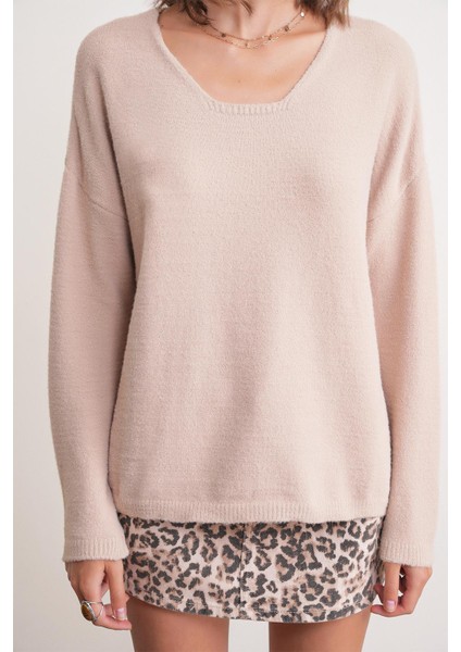 6901 Kadın Yumuşak Dokulu Basic Kazak Camel indirimleri