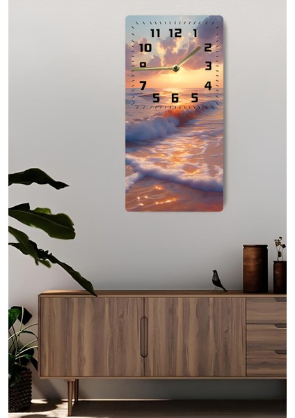 Gün Batımı Manzaralı Mdf Dikdörtgen Duvar Saati (30X60 Cm) Uv Baskı – USD040 fiyatları