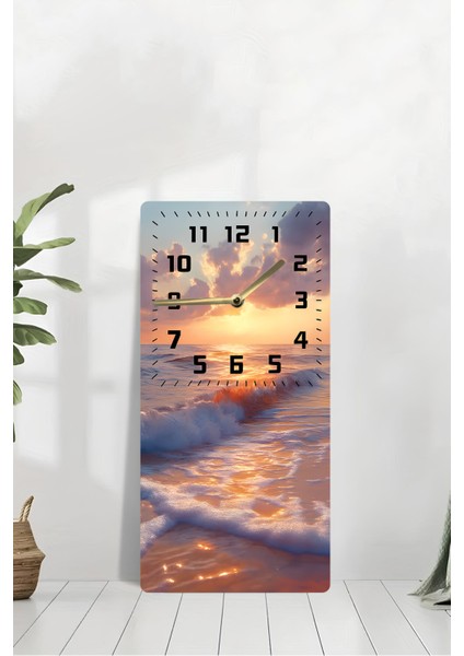 Gün Batımı Manzaralı Mdf Dikdörtgen Duvar Saati (30X60 Cm) Uv Baskı – USD040 modelleri