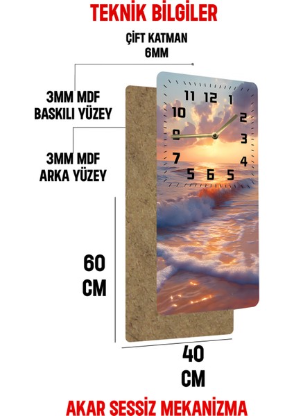 Gün Batımı Manzaralı Mdf Dikdörtgen Duvar Saati (30X60 Cm) Uv Baskı – USD040 indirimleri