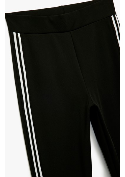 Yanları Şerit Detaylı Yüksek Bel Spor Ispanyol Paça Tayt modelleri