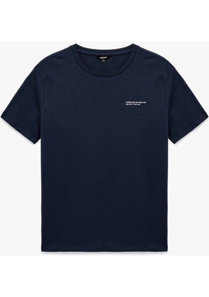 Regular Fit Kısa Kollu Bisiklet Yaka Baskılı Pamuklu Spor Tişört