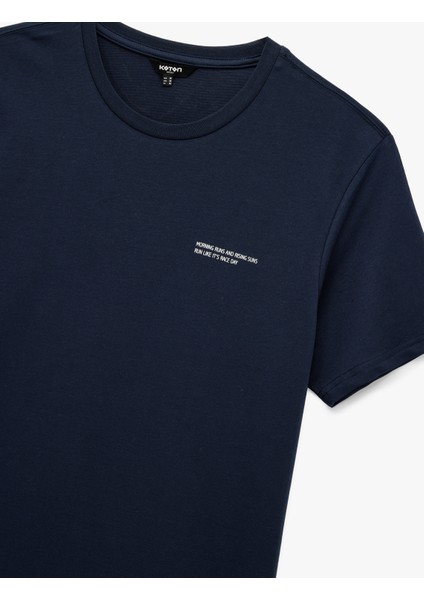 Regular Fit Kısa Kollu Bisiklet Yaka Baskılı Pamuklu Spor Tişört modelleri