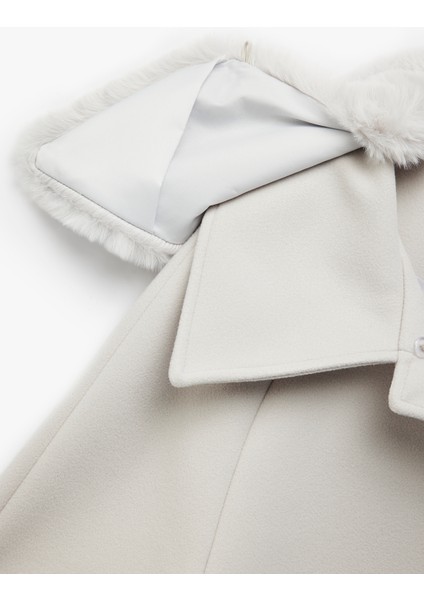 Uzun Kollu Cepli Düğmeli Çıkarılabilir Suni Kürk Yakalı Kaşe Kaban fırsatları