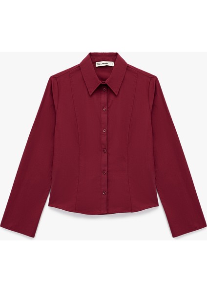 Pamuklu Uzun Kollu Slim Fit Düğmeli Klasik Yaka Gömlek