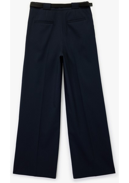 Viskon Karışımlı Yüksek Bel Kemerli Geniş Paça Kumaş Pantolon fiyatları