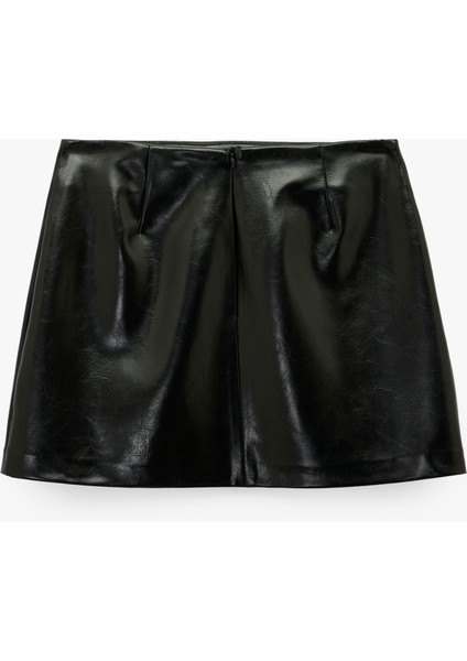 Suni Deri Troklu A Kesim Mini Etek fiyatları