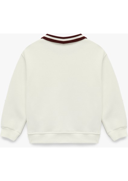 Şardonlu Uzun Kollu Baskılı Gömlek Yaka Sweatshirt fiyatları