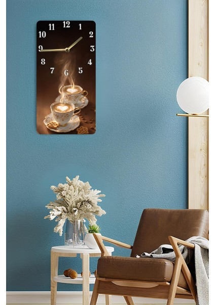 Mdf Dikdörtgen Kahve Fincanı Desenli Uv Baskı Sessiz Duvar Saati 30X60 cm – USD016 fırsatları
