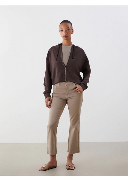 Lcw Vision Kahverengi Kapüşonlu Kadın Fermuarlı Sweatshirt fiyatları