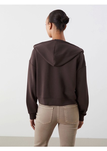 Lcw Vision Kahverengi Kapüşonlu Kadın Fermuarlı Sweatshirt fırsatları