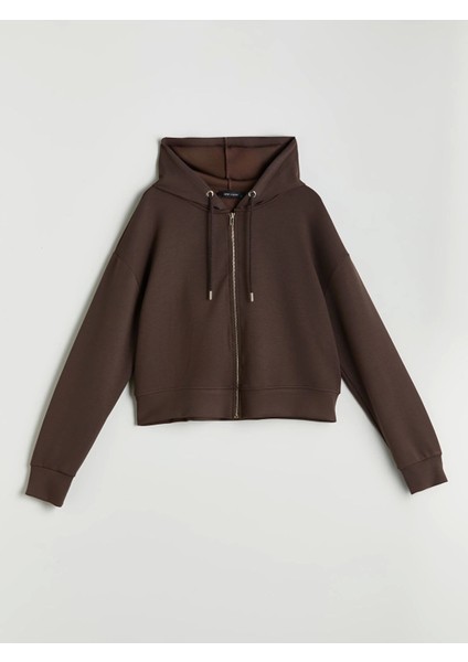 Lcw Vision Kahverengi Kapüşonlu Kadın Fermuarlı Sweatshirt indirimleri